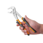 A hand holding a Tolsen 250mm water pump pliers