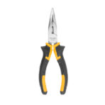 Tolsen 160mm bent nose pliers with black and yellow ergonomic handles