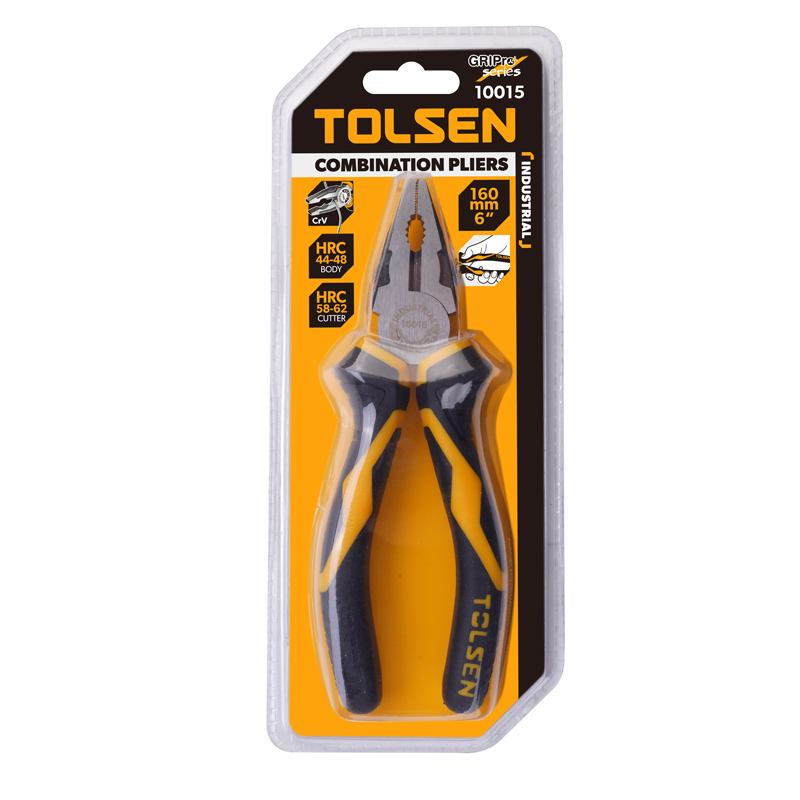 Tolsen 6-inch combination pliers in clear plastic packaging