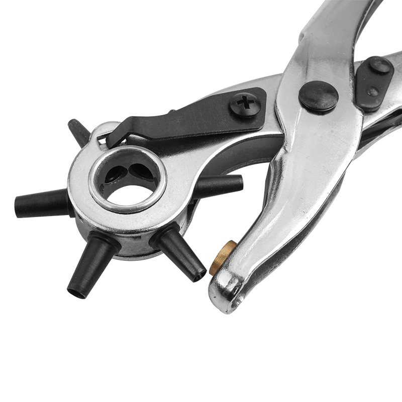 Tolsen 9 inch revolving punch pliers, showing rotating head with various punch sizes