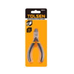 Tolsen 4.5 inch mini diagonal cutting pliers in clear plastic retail packaging