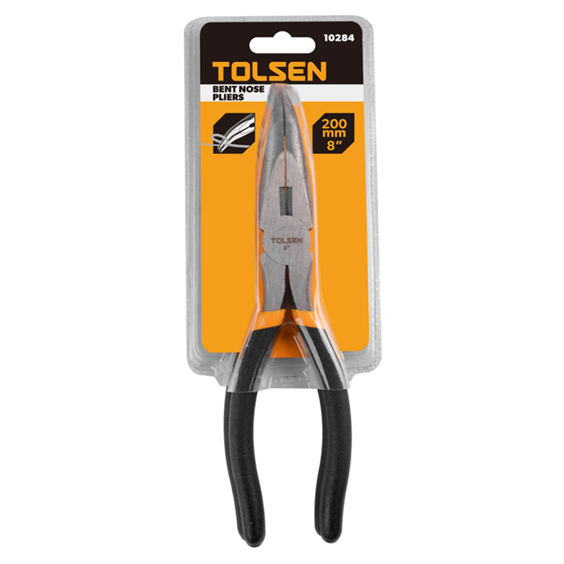 Tolsen 8 inch bent nose pliers in retail packaging