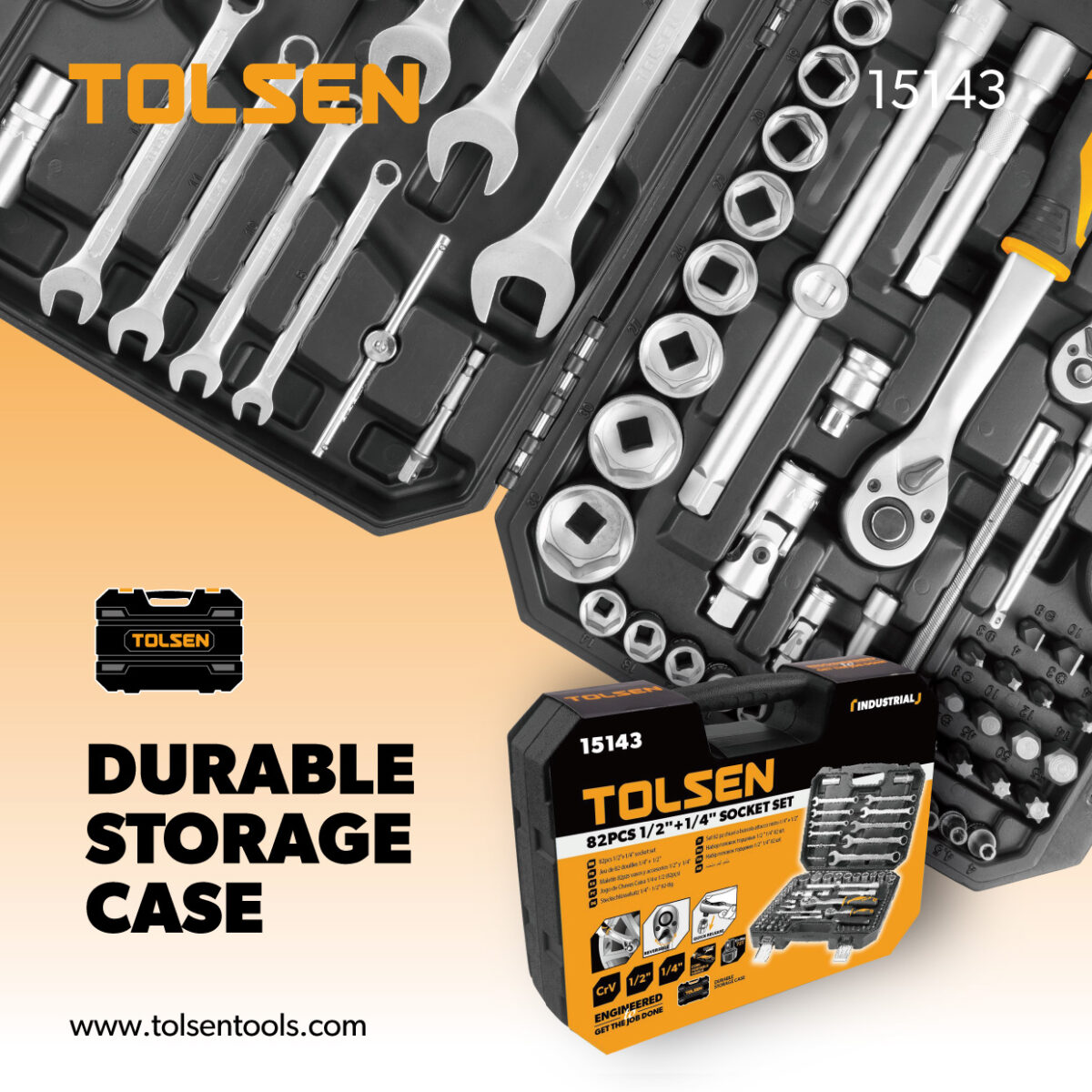 The Package of TOLSEN 82Pcs Socket Set